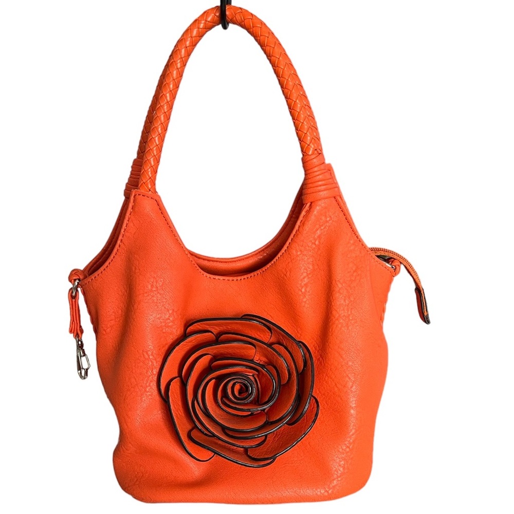 French orange 3D rose purse